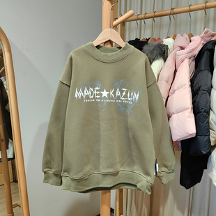 折扣 品牌童装 160秋冬 儿童休闲加绒套头卫衣002多色 150