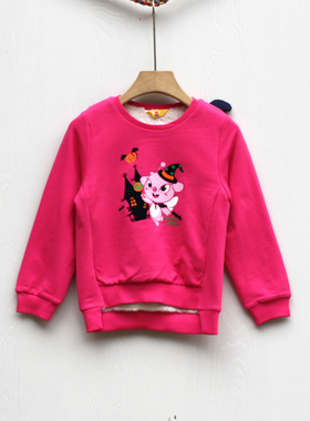 特系列80-110冬装 品牌童装折扣撤柜/童加绒加厚卫衣50277深玫红