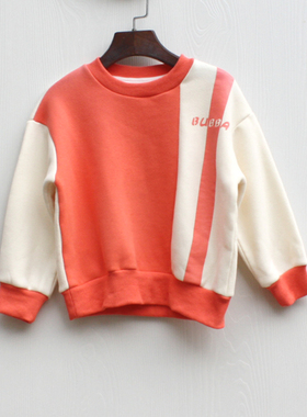 芭系列110/120秋装 品牌童装折扣/儿童拉绒里棉面中厚卫衣17387白