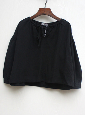 又系列120秋装 品牌折扣装/儿童纯棉灯笼袖长袖小衫48561黑