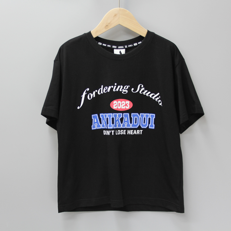 林jia铺110夏品牌童装折扣/大童薄款纯棉短袖T恤衫23061黑