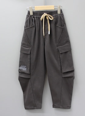 G喆系列130秋冬 品牌童装折扣/儿童加绒休闲厚长裤8128灰