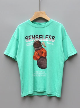 福利J么系列110-150夏品牌童装折扣/儿童纯棉休闲短袖T恤39381绿