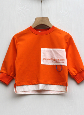 TJ欧系列80-100春秋 品牌童装折扣/儿童纯棉长袖卫衣休闲31294桔