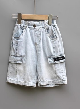 福利J安系列120夏装 品牌童装折扣/儿童纯棉休闲牛仔中裤26528蓝