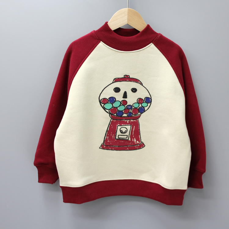 KG递er家130-170秋冬 品牌童装/青少年一体绒加厚卫衣套头5037杏