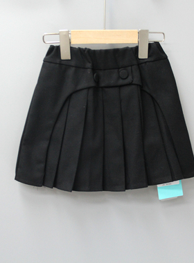 G牛duo家130-155秋冬 品牌童装折扣/女童双层百褶半身裙36761黑