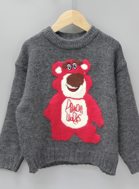 Y阿MuA和110-150秋冬 品牌童装折扣/中大童柔软套头毛衣23316灰