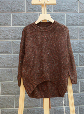 S柏系列110-130秋装 品牌童装折扣/儿童圆领毛衣套头46391咖