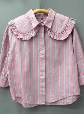柏系列110/130春秋 品牌童装折扣/儿童薄款长袖衬衣衫12992粉