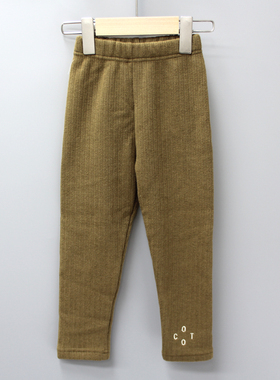 J-COM*TO家130冬 童装品牌折扣/儿童简约打底加绒长裤123咖