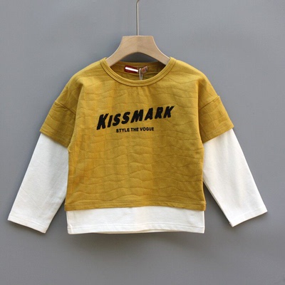 L布系列110春秋装 品牌童装折扣/儿童纯棉长袖T恤01762黄