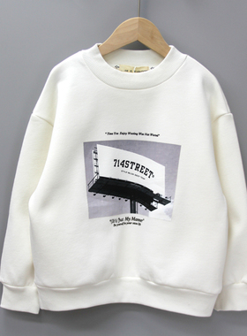 SK柚xi家120/130秋冬品牌童装/大孩子一体绒厚套头卫衣74757白