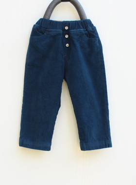 吖系列80/90冬装 品牌童装折扣/儿童休闲加绒加厚长裤11663兰