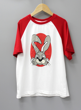 林jia铺110-140夏品牌童装折扣/大童薄款纯棉短袖T恤衫23349红