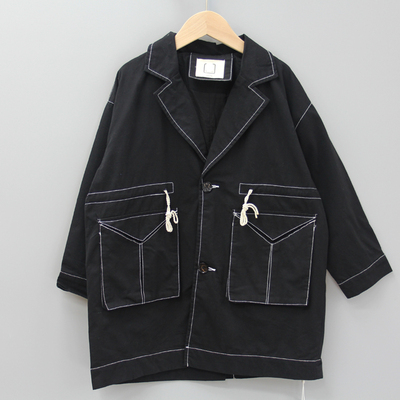 L熹系列120春秋Ⅱ品牌童装折扣/儿童风衣开衫休闲外套30434黑