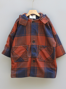 TSH吾系列110-130冬装品牌童装折扣/加厚呢大衣外套文艺00587桔青