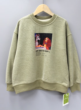 R半ka家120-170秋冬童装品牌折扣/儿童一体绒圆领套头卫衣65031绿