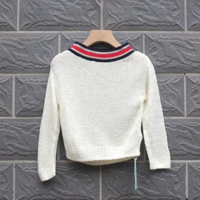 小系列110-140春装 品牌童装折扣/儿童套头薄长袖休闲毛衣53405白