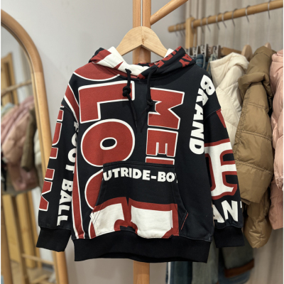 JV-Y家110春秋 品牌童装折扣/儿童休闲长袖带帽卫衣31225黑