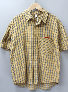 R百系列150-190夏品牌童装折扣/少年大薄款棉短袖衬衣衫17719柑黄