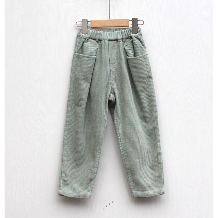 S拉系列100春秋 品牌折扣童装/儿童中厚灯芯绒休闲长裤P239绿