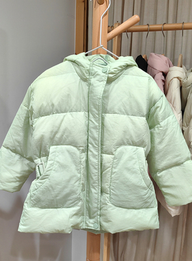 KS武系列100/110冬装 品牌折扣童装/儿童羽绒服外套带帽12202灰绿