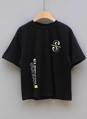 福利A-I家110夏装 品牌折扣童装/儿童纯棉休闲短袖T恤3835黑