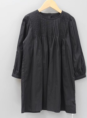 福利L熹系列110春秋Ⅱ品牌童装折扣/儿童纯棉长袖连衣裙30339黑