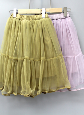 V-MI*KO家110-140秋 品牌童装折扣/女童纯棉网纱半身裙短裙5876二