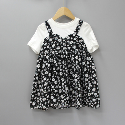 J-I家100/110夏品牌童装折扣/女童薄款短袖休闲连衣裙6323白