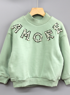 安系列120/140秋冬 童装品牌折扣/儿童休闲双层纯棉卫衣18671绿