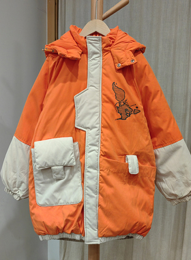 K-ZR系列150冬装 品牌折扣童装/儿童羽绒服外套带帽31222桔