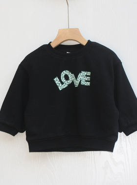 T衣系列80-100春秋装 品牌童装折扣/儿童套头休闲中厚卫衣23656黑