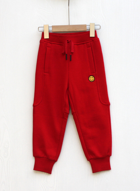 EI系列105/110秋装 品牌童装折扣/儿童休闲纯棉加绒长裤82141红