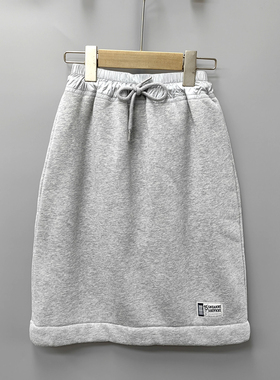 KY吾系列120-150秋冬品牌童装折扣/童加绒针织休闲半身裙05632灰