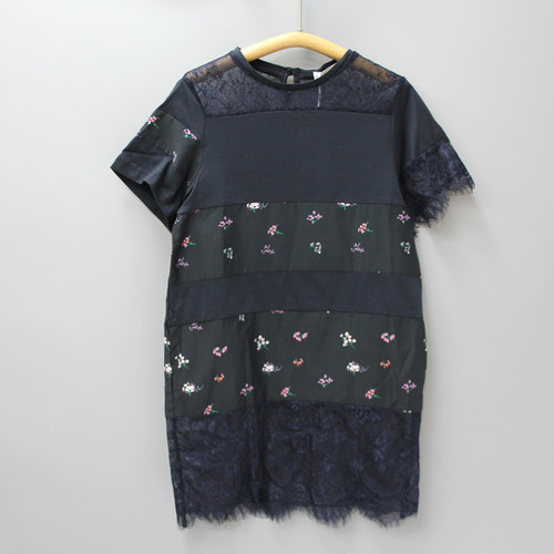福利S品.换标110/130夏品牌童装折扣/女童短袖棉连衣裙子119黑