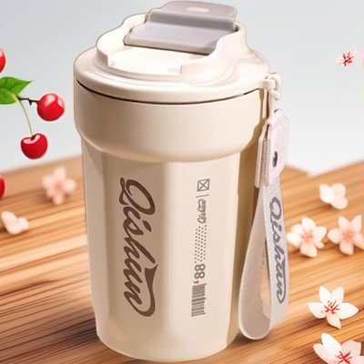 咖啡杯轻奢大容量高颜值 保温杯小巧便携带杯盖可喝水手提式