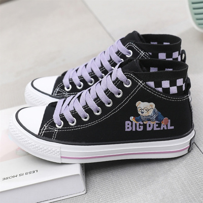 高帮加绒帆布鞋秋冬季时尚棉鞋子