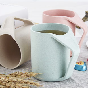 新桥自然麦水杯小麦秸秆创意时尚杯刷牙杯子洗漱杯可倒立倾斜沥水