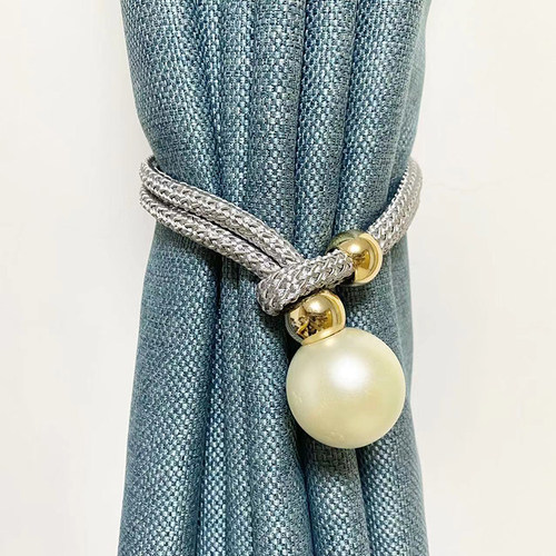 窗帘绑带免打孔珍珠一对装轻奢可