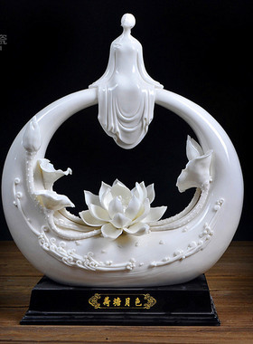 古典美女风荷塘月色德化工艺品
