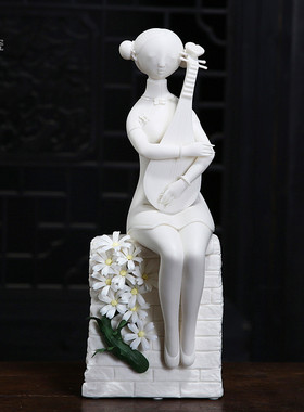 德化白瓷中式风美女雕塑艺术品