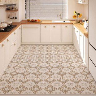 厨房专用地垫防滑防油可擦免清洗pvc脚垫子防水防污皮革地毯整铺