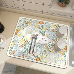 厨房沥水垫碗盘控水垫台面吸水垫硅藻泥桌面保护垫餐桌垫硅胶垫