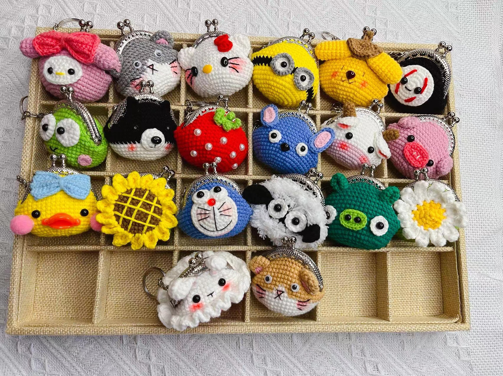 成品毛线编织口金包卡通零钱包可爱钥匙包手工钩针挂件礼物
