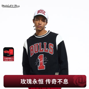 NBA官方MITCHELL & NESS罗斯退役仪式芝加哥公牛男女同款圆领卫衣