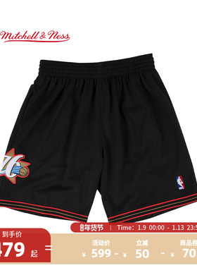 NBA官方正品Mitchell&Ness费城76人Swingman运动复古球裤