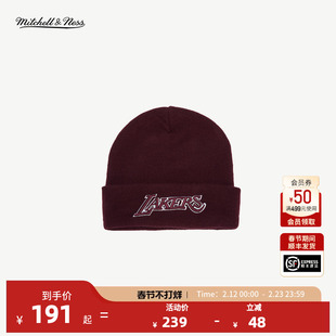 Mitchell&NessNBA官方公牛/湖人百搭潮流防风针织帽冷帽