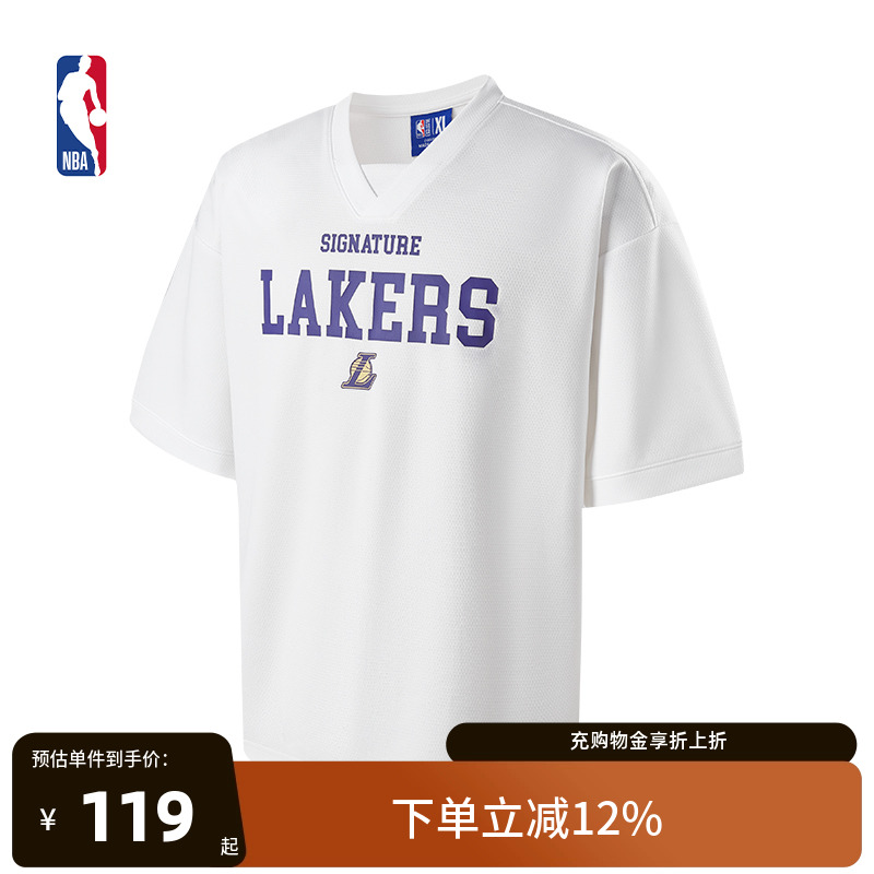 NBA官方洛杉矶湖人球队文化系列男女同款T恤